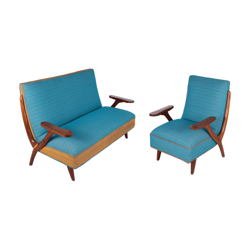 1950s Adrian Pearsall Inspired 2-Piece Mid-Century Modern Living Room Set