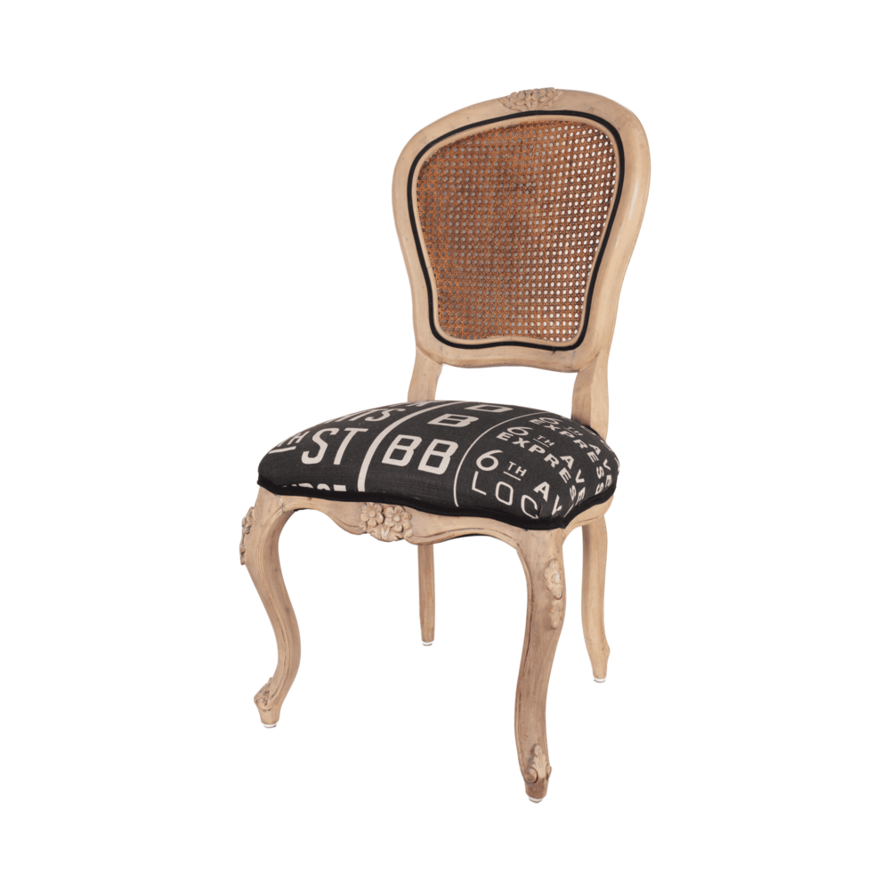 1970s Vintage French Provincial Wicker Chairs With Modern Upholstery - Set of 4