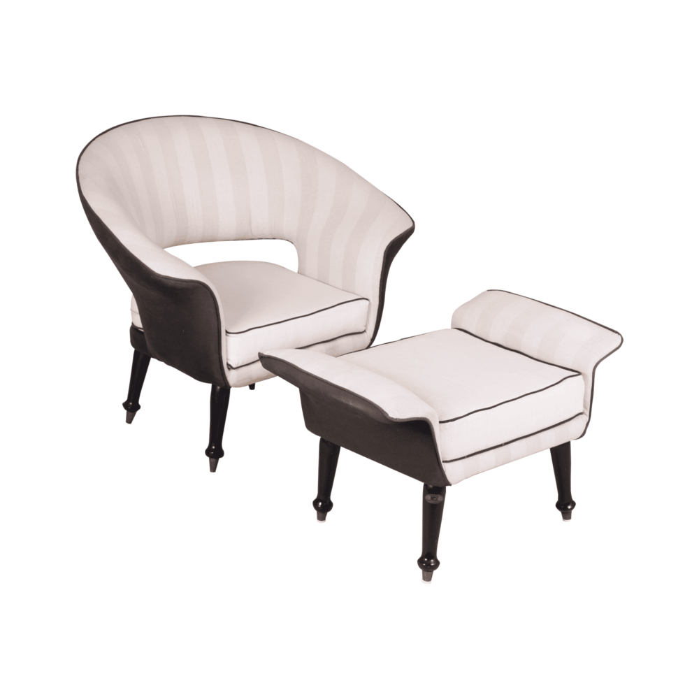 1950s Eero Saarinen Style Mid-Century Modern Womb Lounge Chair & Ottoman Set