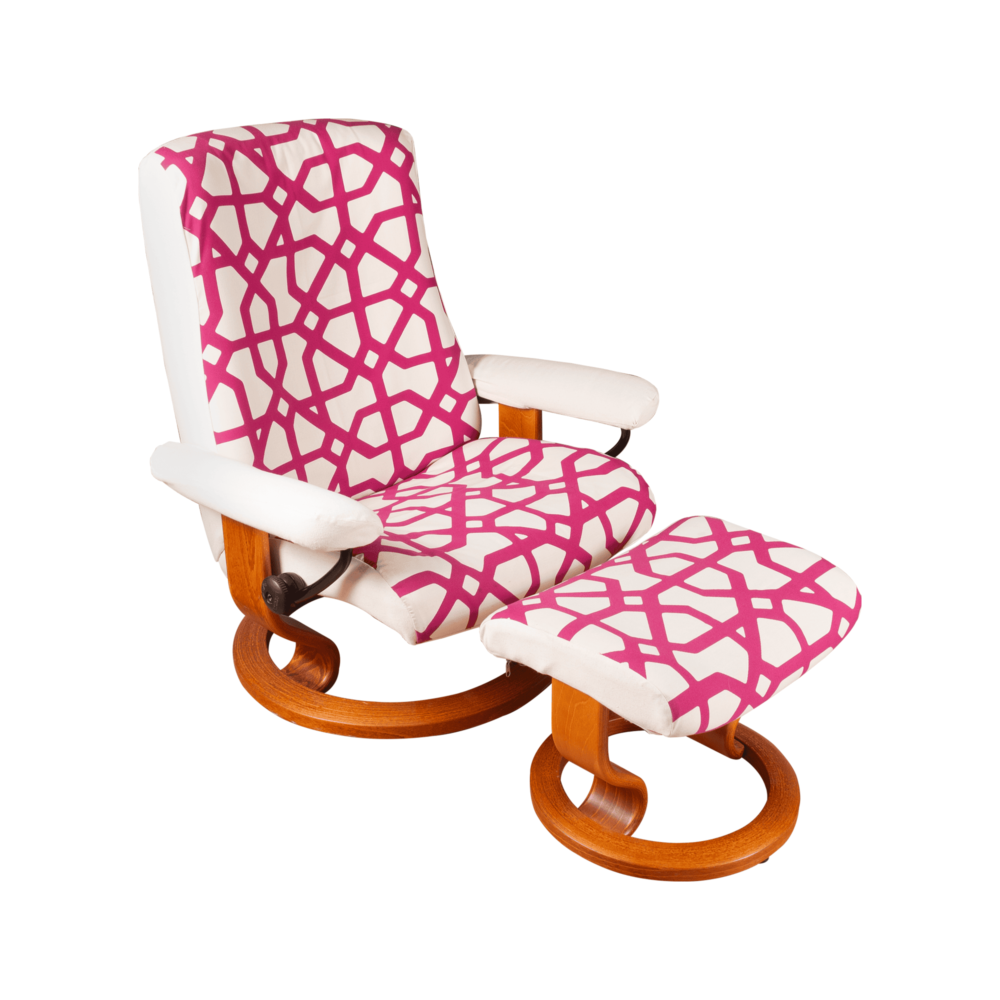 Mid-Century Modern Leather Chair with Fabric Cover